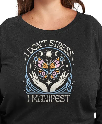 Hybrid Apparel Plus Size Don't Stress Manifest Graphic Pullover T-shirt In Black