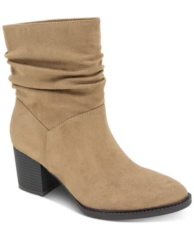 Style & Co Women's Genoviaa Scrunch Booties, Created For Macy's In Taupe Microsuede