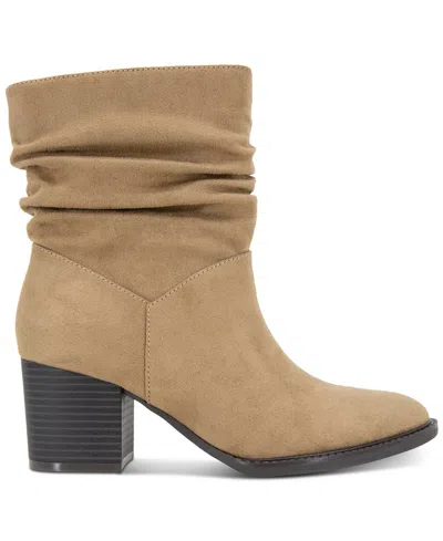 Style & Co Women's Genoviaa Scrunch Booties, Created For Macy's In Taupe Microsuede