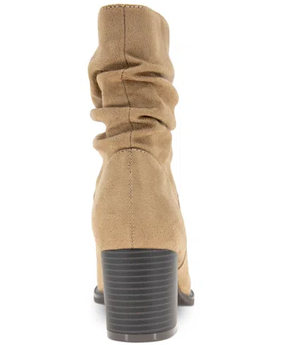 Style & Co Women's Genoviaa Scrunch Booties, Created For Macy's In Taupe Microsuede