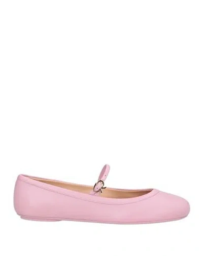 Gianvito Rossi 10mm Carla Soft Leather Ballerina Flats In Pink