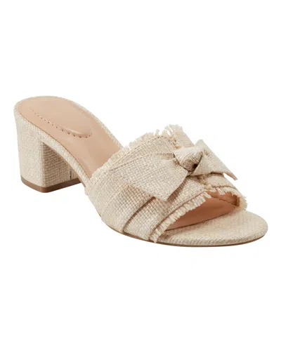 Bandolino Women's Arden Raffia Knotted Bow Block Heel Sandals In Light Natural