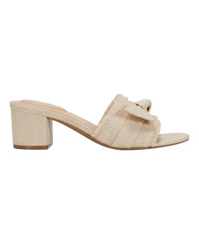Bandolino Women's Arden Raffia Knotted Bow Block Heel Sandals In Light Natural