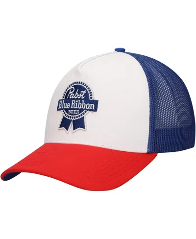 Lids Men's White/red Pabst Blue Ribbon A-frame Trucker Adjustable Hat In White,red