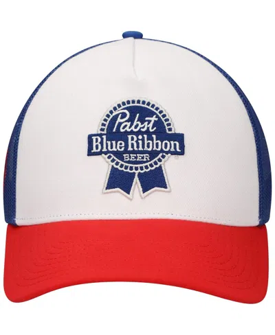 Lids Men's White/red Pabst Blue Ribbon A-frame Trucker Adjustable Hat In White,red