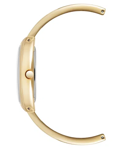 Anne Klein Women's Quartz Cushion White Enamel With Gold-tone Metal Alloy Bangle Watch, 22mm In Gold-tone,white