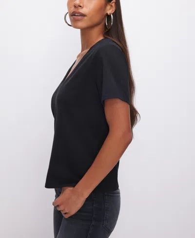 Good American Womens V-neck Cotton-jersey T-shirt Black001 Xs In Black