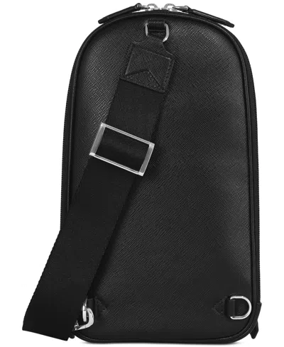 Montblanc Leather Crossbody Bag With Adjustable Strap And Metal Hardware In Black