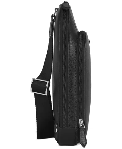 Montblanc Leather Crossbody Bag With Adjustable Strap And Metal Hardware In Black