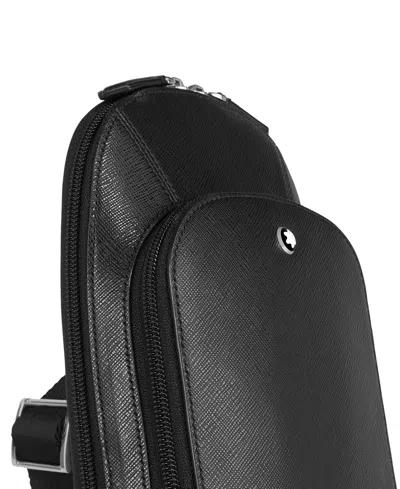 Montblanc Leather Crossbody Bag With Adjustable Strap And Metal Hardware In Black