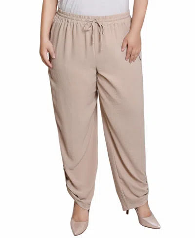 Ny Collection Plus Size Pull On Cargo Pants In Pale Khaki
