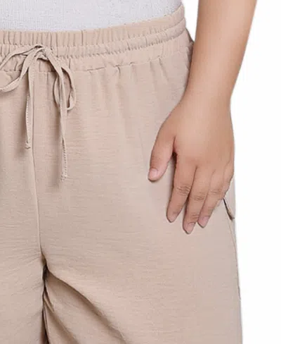 Ny Collection Plus Size Pull On Cargo Pants In Pale Khaki