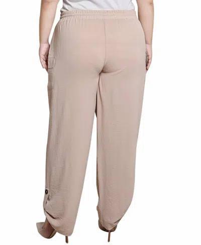 Ny Collection Plus Size Pull On Cargo Pants In Pale Khaki