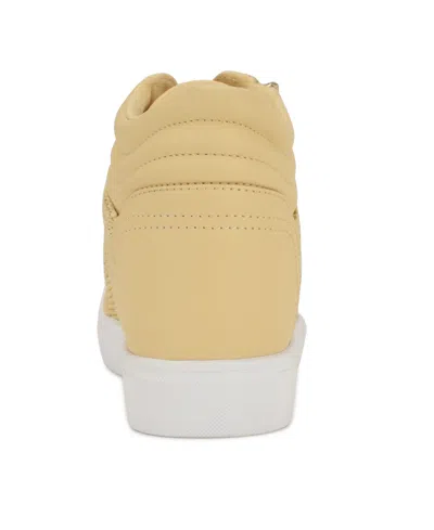 Nine West Women's Tons High Top Hidden Wedge Sneakers In Light Natural Woven