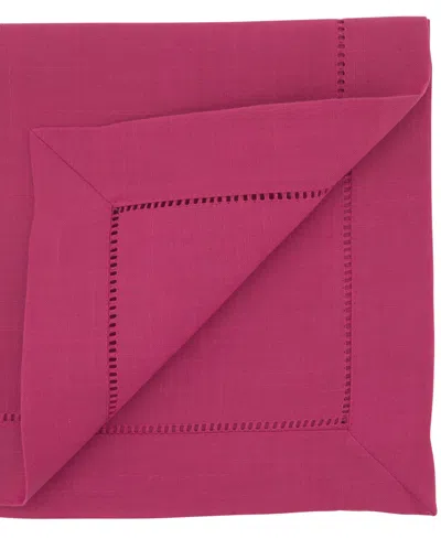 Saro Lifestyle Hemstitched Border Table Runner, 16" X 54" In Fuchsia