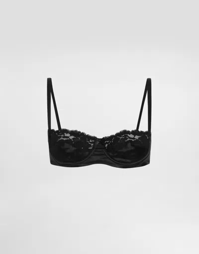 Dolce & Gabbana Silk Bra With Adjustable Shoulder Straps In Black
