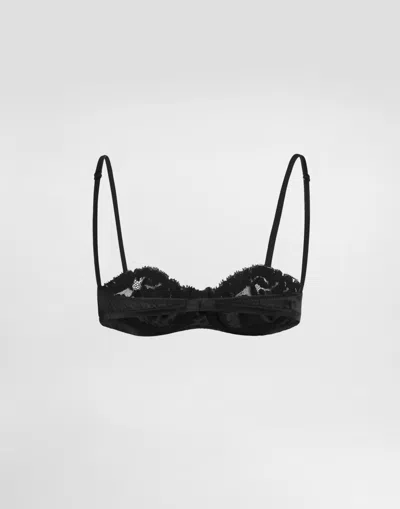 Dolce & Gabbana Silk Bra With Adjustable Shoulder Straps In Black