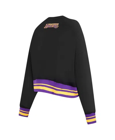 Pro Standard Women's Black Los Angeles Lakers Area Code Cropped Pullover Sweatshirt In Black