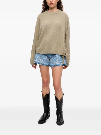 Ganni Drawstring Sweater In Neutrals