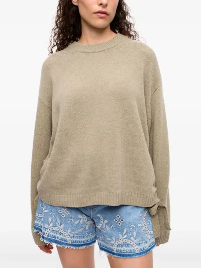 Ganni Drawstring Sweater In Neutrals