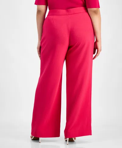 Tahari Asl Plus Size Wide-leg Pants In Raspberry