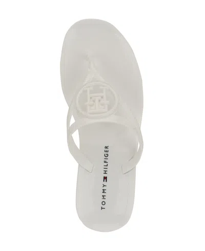 Tommy Hilfiger Women's Vedna Cutout Logo Jelly Thong Sandals In White