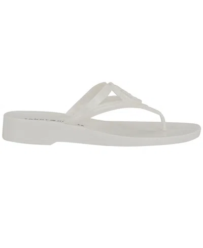 Tommy Hilfiger Women's Vedna Cutout Logo Jelly Thong Sandals In White
