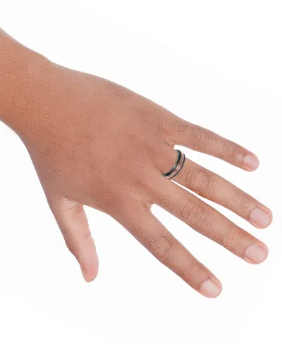 Triton Men's Two-tone Espresso Faceted Texture Wedding Band In Brown & Black Tungsten Carbide In Brown  Black