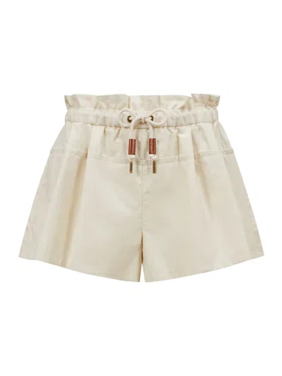 Moncler Relaxed Fit Bermuda Shorts With Elastic Waistband In Nude & Neutrals