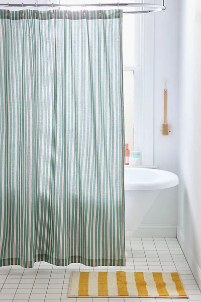 Urban Outfitters Multi-striped Patterned Shower Curtain In Green At  In Green