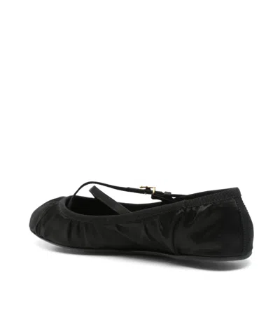 Dolce & Gabbana 5mm Criss Cross Nappa Ballerina Flats In Black
