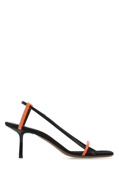 Neous Two-tone Leather Merga Sandals In Black