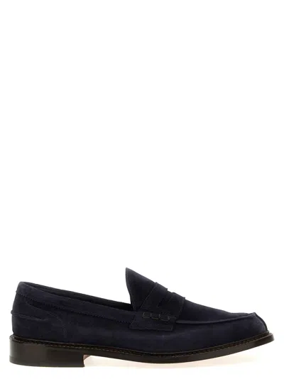 Tricker's Suede Loafers With Round Toe And Penny Strap In Black