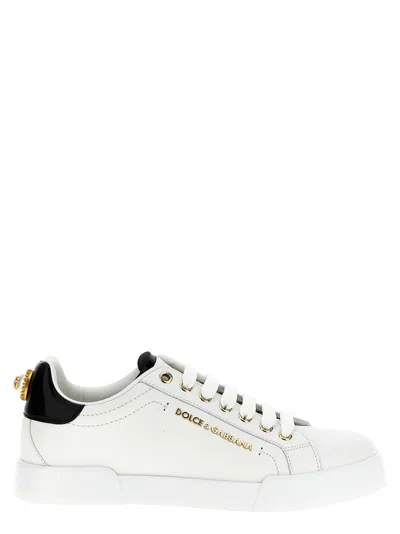 Dolce & Gabbana Dolce&gabbana White And Gold Low Sneakers