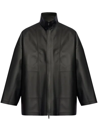 Fear Of God High-neck Faux-leather Jacket In Black