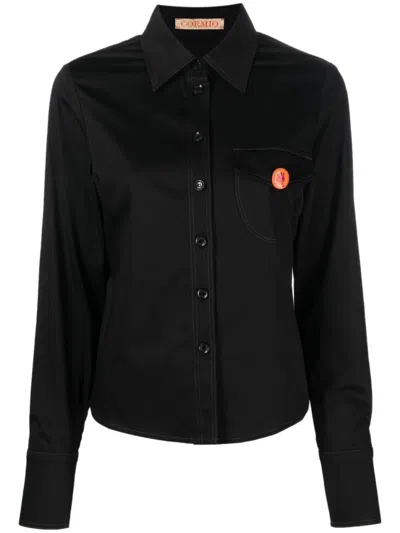 Cormio Katy Pin Badge Long-sleeved Shirt In Black