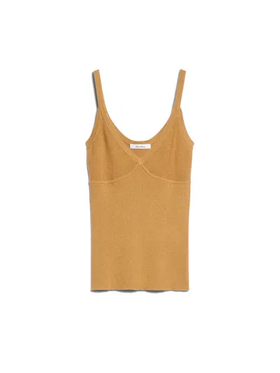 Max Mara Gallura Silk-blend V-neck Top In Light Brown