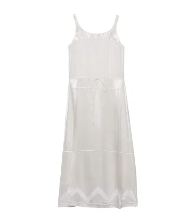Prada Batiste Embroidered Midi Dress In White