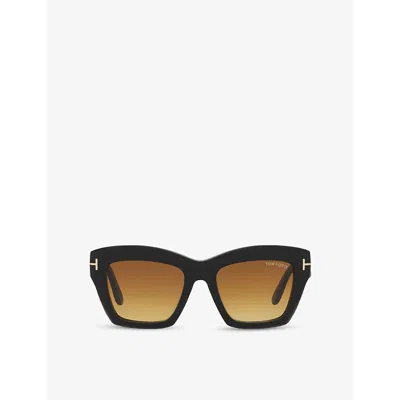 Tom Ford Womens Black Ft1191 Luna Rectangle-frame Acetate Sunglasses