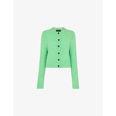 Whistles Cropped Cardigan Sweater In Green