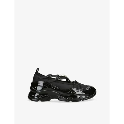 Simone Rocha Criss Cross Ballerina Shoes With Pearl Embellishments In Black