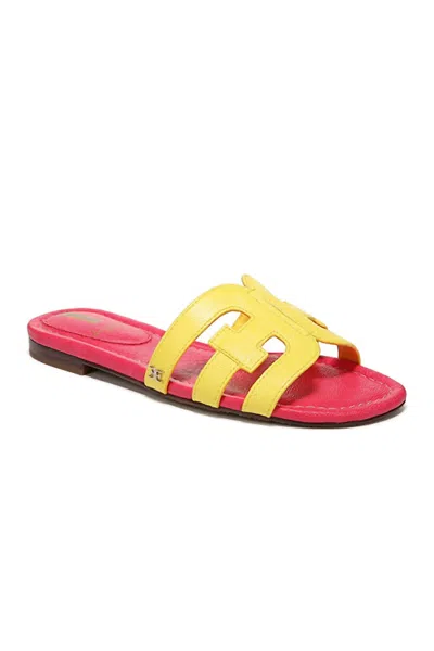 Sam Edelman Women's Bay Slide Sandal In Mimosa Yellow Ultra Fuchsia In Multi