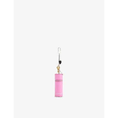 Marc Jacobs The Lipstick Case Charm Pink Keychain With Pendants And Logoed Lipstick Holder In Leather And Brass  In Pink