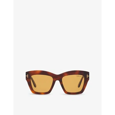 Tom Ford Womens Brown Ft1191 Luna Rectangle-frame Acetate Sunglasses In Multi