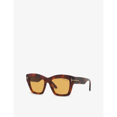 Tom Ford Womens Brown Ft1191 Luna Rectangle-frame Acetate Sunglasses In Multi