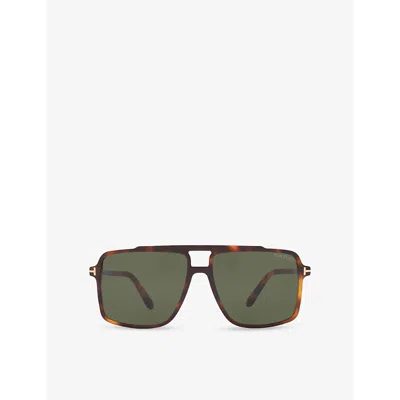 Tom Ford Womens Brown Tr001927 Kemp Pilot-frame Acetate Sunglasses In Green
