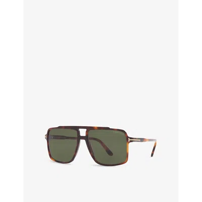 Tom Ford Womens Brown Tr001927 Kemp Pilot-frame Acetate Sunglasses In Green