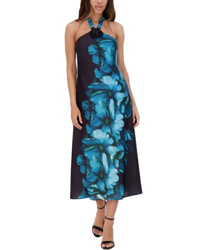 Siena Charmuse Printed Halter Dress In Black
