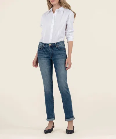 Kut From The Kloth Catherine Mid Rise Boyfriend Jeans In Giving With Dark Base Wash In Multi