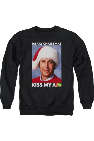 Gildan Christmas Vacation Merry Kiss Adult Crewneck Sweatshirt In Black